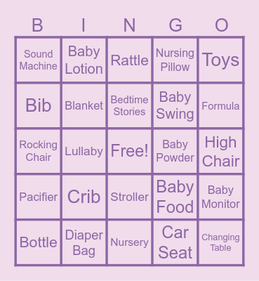 Baby Bingo Card