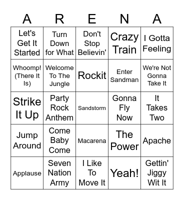 Stadium Anthem Bingo Card