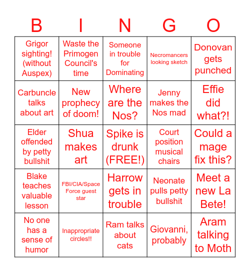 Untitled Bingo Card