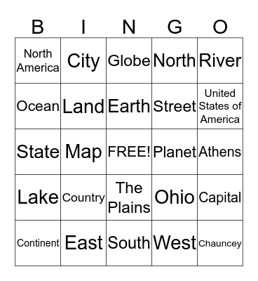 Map Bingo Card