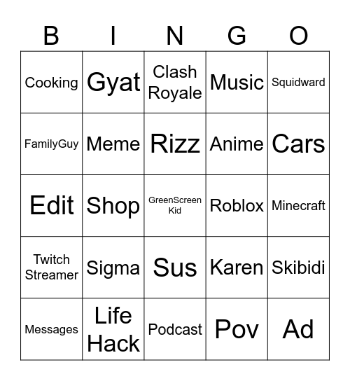 Untitled Bingo Card