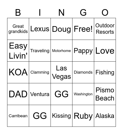 70th Anniversary!! Bingo Card