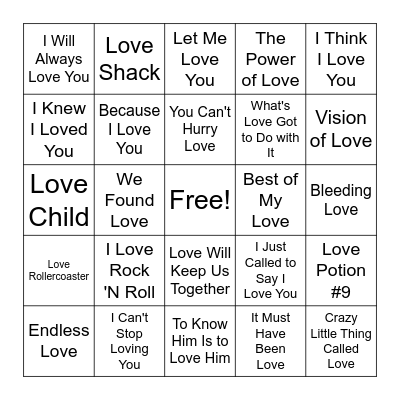 Love Bingo Card