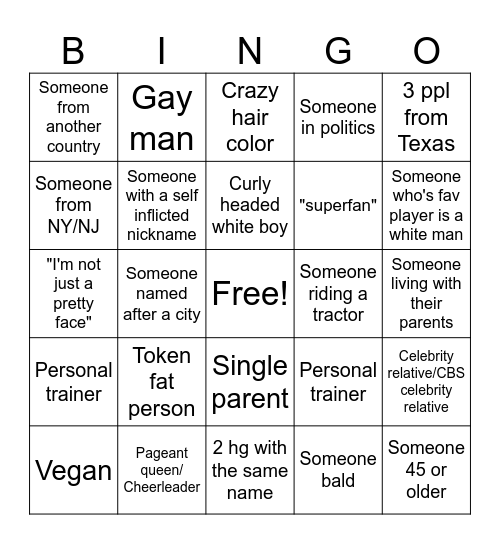 BB26 PREMIERE NIGHT Bingo Card