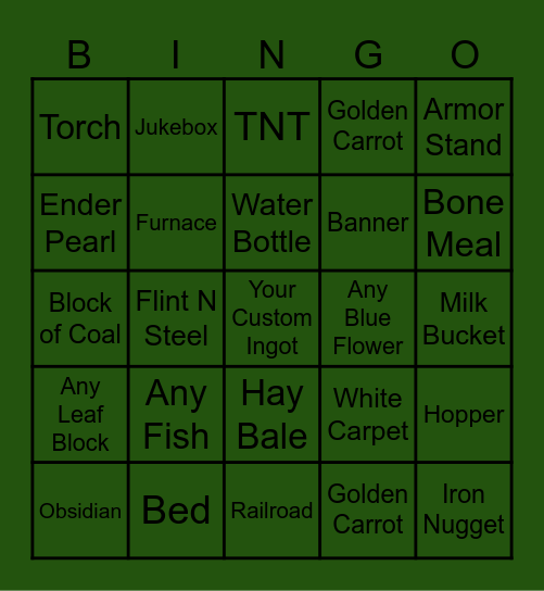 Minecraft Bingo Card