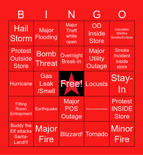 Macy's Herald Square Emergency Bingo Card