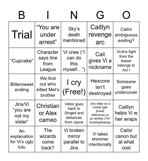 people’s predictions abt S2 Bingo Card