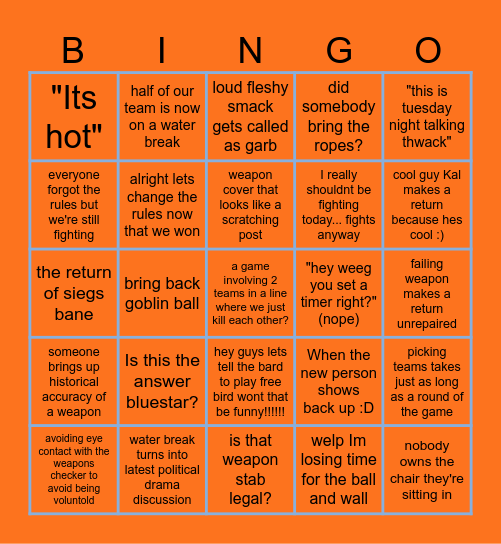 Dag days of summer Bingo Card