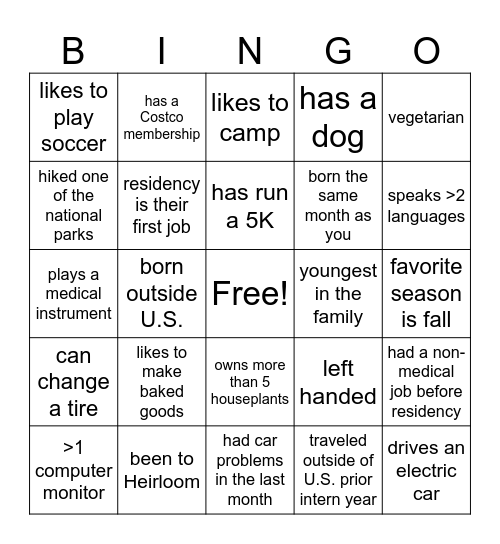 Find someone who... Bingo Card