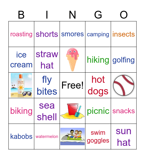 Summer Fun Bingo Card