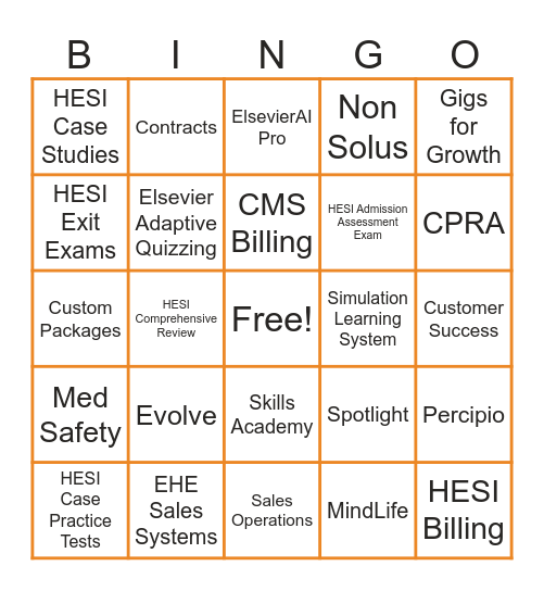 EHE BINGO Card