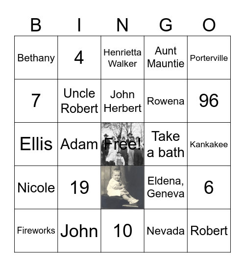 Miller Family Bingo Card