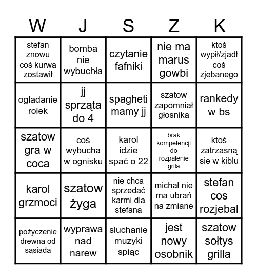 Wojszki bingo Card