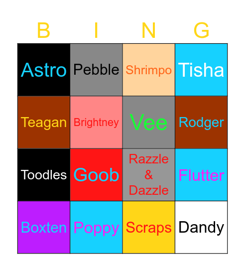 (DANDY'S WORLD) Twisted Finding Bingo Card