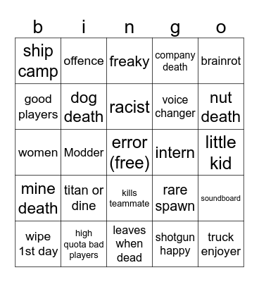 pubs bingo Card