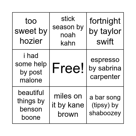 chum 104.5 bingo Card