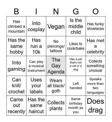 HILLSIDE QUEER MEET-UP Bingo Card