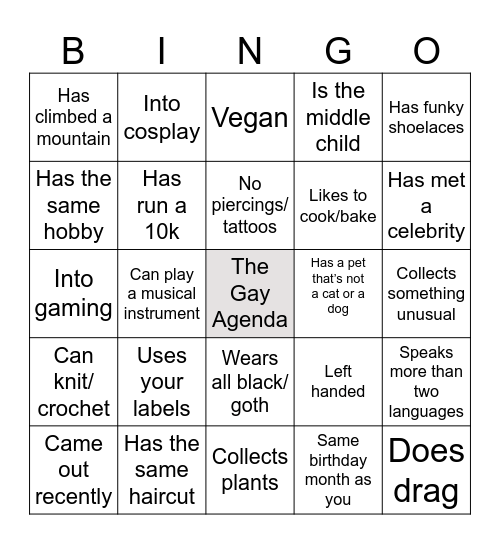 HILLSIDE QUEER MEET-UP Bingo Card