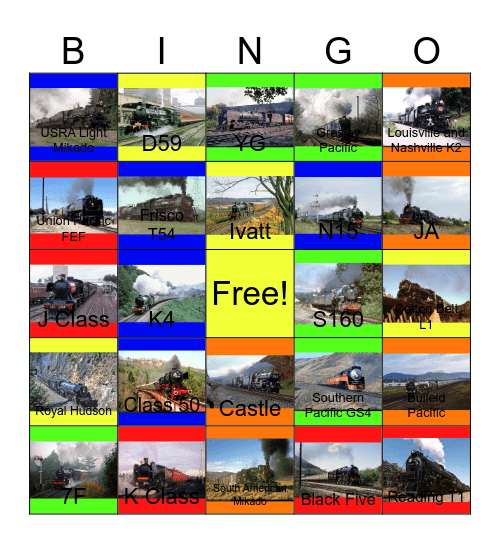 See The World by Train Steam Locomotives of the World Bingo Card