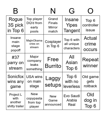 EVO 2024 BINGO Card
