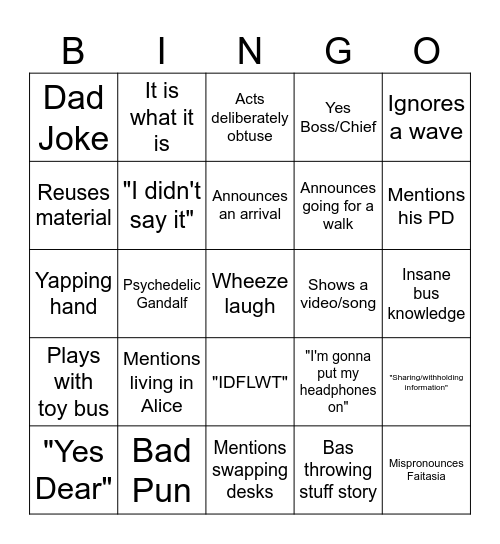 Tony Bingo Card