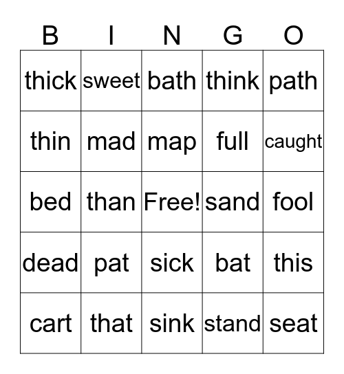 Words that sound similar Bingo Card