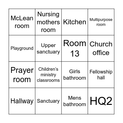 Church Tears Bingo Card