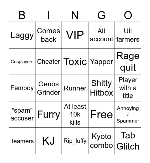 The strongest bingo Card