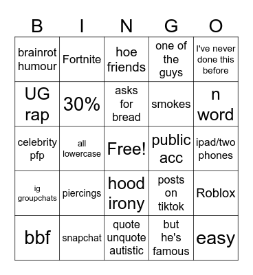 Bop Bingo Card