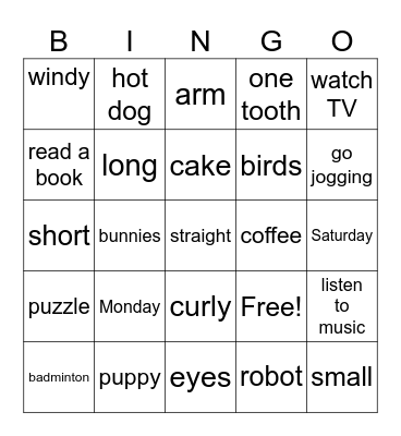 Final Exam Bingo Card