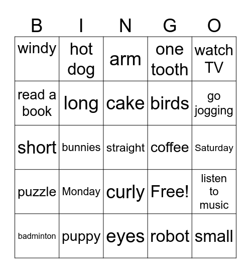 Final Exam Bingo Card