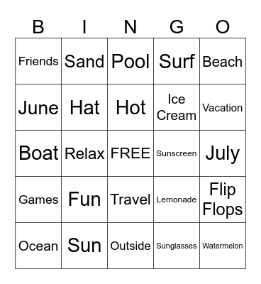 SUMMER BINGO Card