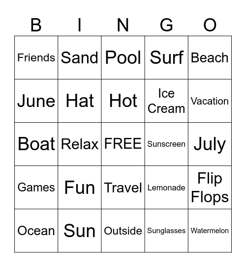 SUMMER BINGO Card