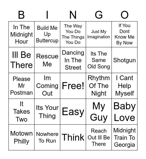 Motown Bingo Card