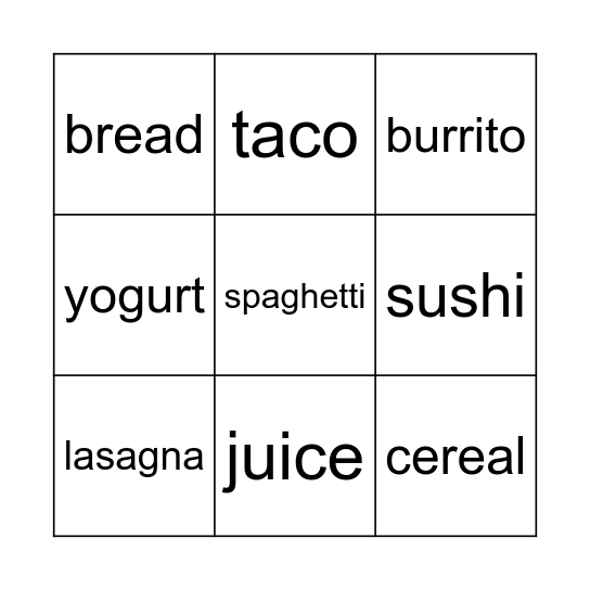 Team name:_________________ Bingo Card