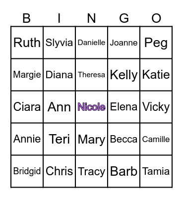 Nicole's Wedding Shower Bingo Card