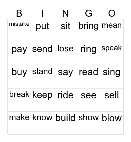 불규칙 동사 Bingo Card