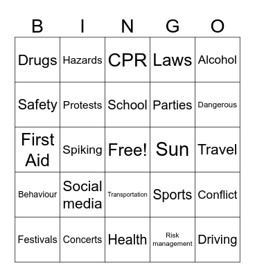 Safety Scenarios Bingo Card