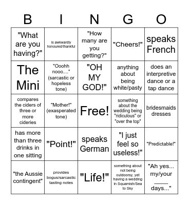 Bachelorette Bingo. Ya Hurd?! Bingo Card