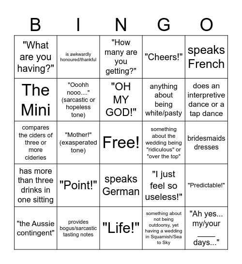 Bachelorette Bingo. Ya Hurd?! Bingo Card