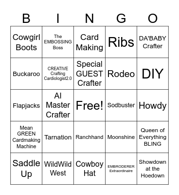 Wild West Hoedown Bingo Card