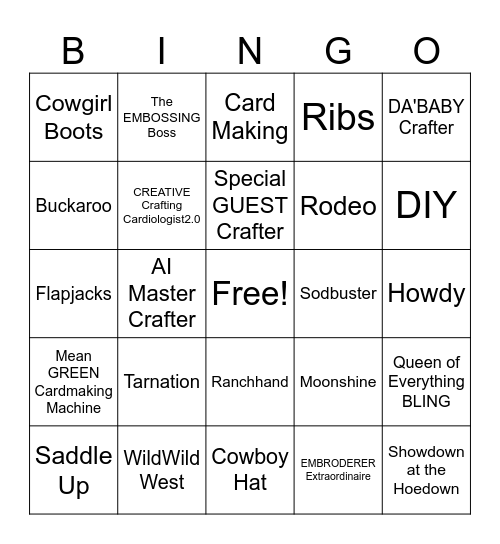 Wild West Hoedown Bingo Card