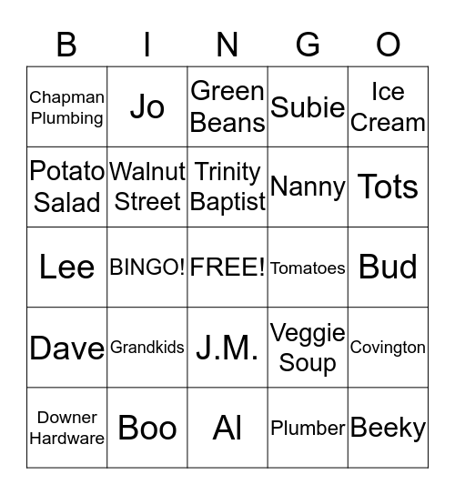 Pea Party Bingo! Bingo Card