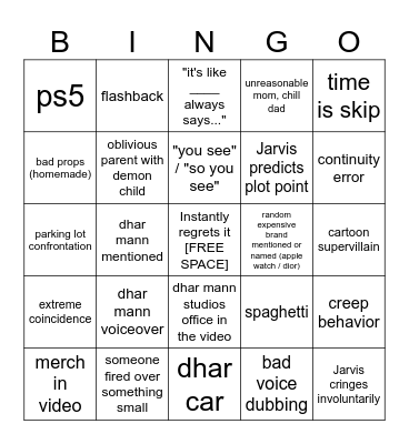 Dhar Mann Bingo v4 Bingo Card