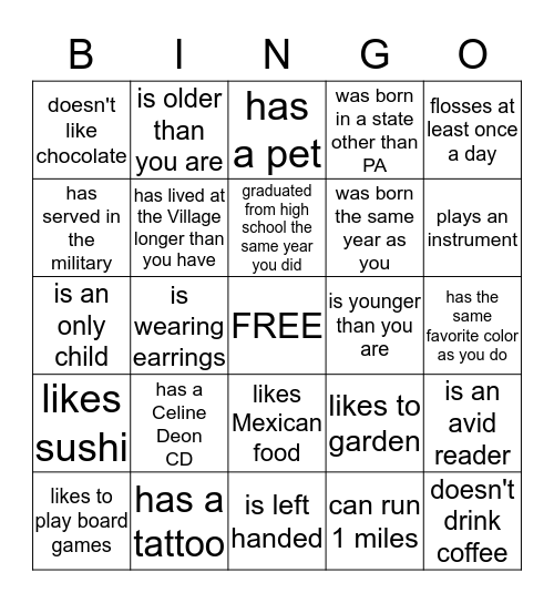Boomer Bingo!  Find someone who . . . Bingo Card