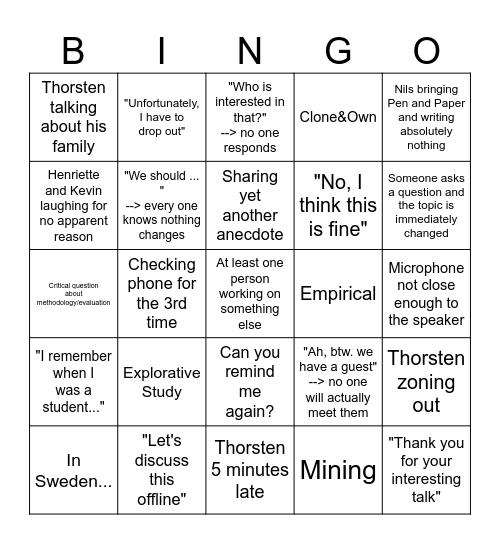 Software SCRUMgeneering Bingo Card