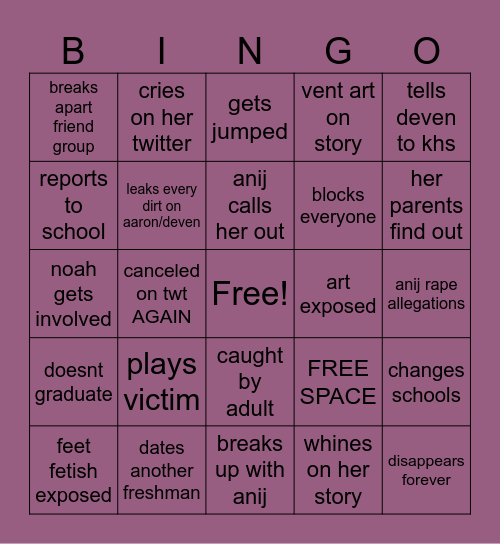 DANI Bingo Card