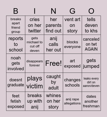 DANI Bingo Card