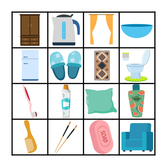 OBJECTS IN THE HOUSE Bingo Card