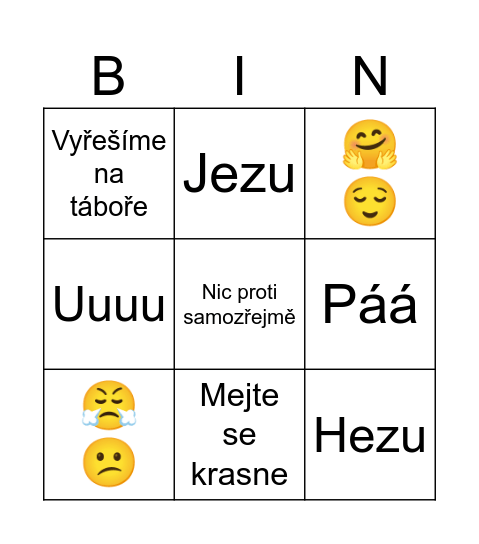 Studentu Bingo Card